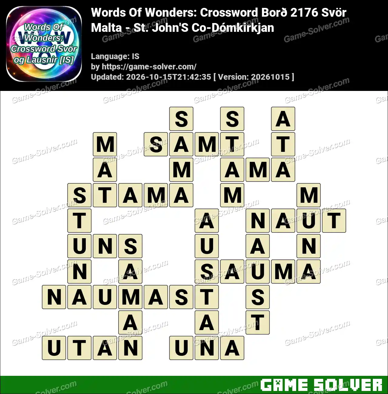 Words Of Wonders: Crossword Borð 2176 Svör – Malta – St. John’S Co-Dómkirkjan